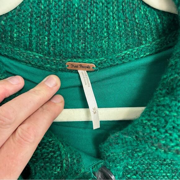 Free People Loch Raven Kelly Green Sweater Wool Jacket Women’s Size Medium - Picture 3 of 7